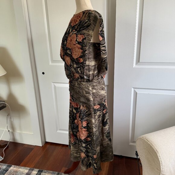 Anthropologie Tracy Reese Amsterdamn Bateau Dress Sz Sm 92% silk, dark floral - Picture 3 of 9